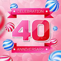 Realistic Forty 40 Years Anniversary Celebration d