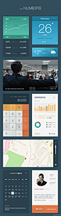 顾名思义，这个用户界面工具包是关于数字的：包括图标、统计、计算器和其它元素，如果你的APP中有数据统计、日期展示、天气等相关的功能，那么这个UI KIT觉得适合你，PSD文件是完全分成的，您可以很容易去利用这个工具包，enjoy！
