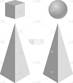 球体,立方体,顶部,圆锥,金字塔形,几何形状,灰色,简单,几何学,建造物