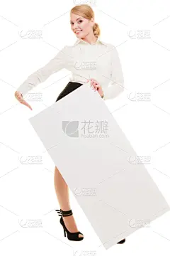 留白,布告,布告栏,女商人,空白的,拿着,垂直画幅,美,美人,白人