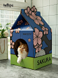 日式猫房子牛奶盒窝瓦楞纸盒磨爪抓板可睡可玩拼接爬架异形别墅