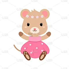 可爱的老鼠穿着衣服。矢量平面插图。