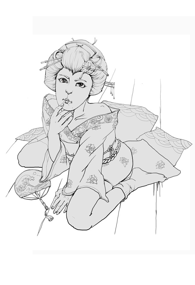 日本艺妓歌姬手绘cg插画3