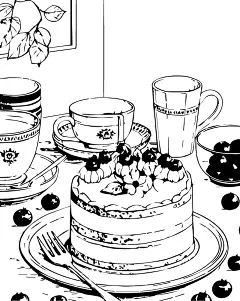 黑白生日蛋糕矢量插画图形元素