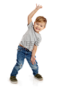 快乐的小男孩在白色的背景照片摄影图片_ID:153298924-Veer图库
