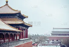 北京,雪,故宫,古典式,明朝风格,户外,建筑,禁止的,黄色,远古的