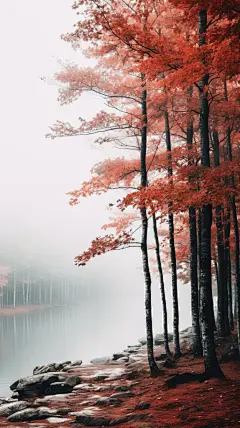 树木建筑河边壁纸