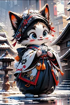 插画｜古风小猫咪｜拟人动物｜LiblibAI