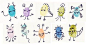 Thumbprint Monsters to use in writing center thumbprint stories.: 