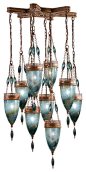 Scheherazade Blue Glass Pendant, 611040-3ST, by Fine Art Lamps traditional pendant lighting