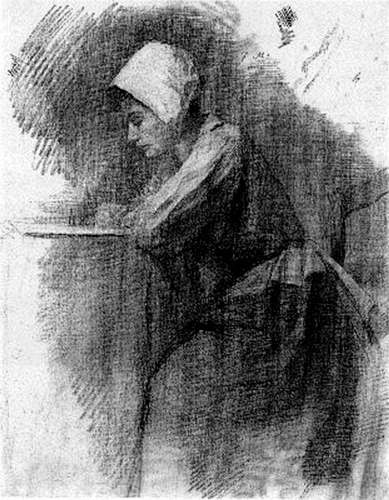girl writing 1895
