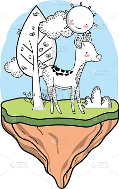 动物,鹿,绘画插图,可爱的,宠物,自然,野生动物,图像,哺乳纲,性格