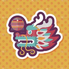 中国新年的长影子的扁平图标，eps10，