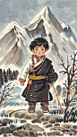 国画入门—藏族小男孩 - 小红书