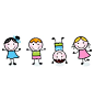 Doodle happy kids group isolated on white vector