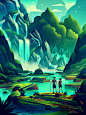 puzzle art adventure outdoors Nature Landscape Travel poster ILLUSTRATION  Digital Art 