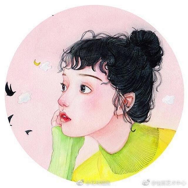 手绘水彩女生头像