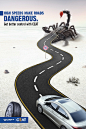 Ceat Tyres : Ceat wanted to tell people that high speed makes road dangerous and they can get hurt. What better visual than to show a road that turns into a snake.