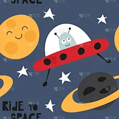 四方连续纹样,太空,可爱的,太空船,贺卡,纺织品,壁纸,不明飞行物,火箭,儿童