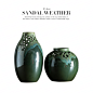 绿色镂空花瓶摆件 陶瓷艺术品客厅创意插花器美式家居装饰大花瓶-淘宝网