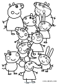 hongdoufan.com 动画片小猪佩奇和好朋友们一起拍照片幼儿填色图片大全