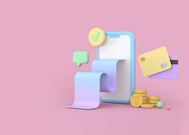 创意卡通3D金融经济账单结算立体插图海报...