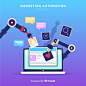 Marketing automation flat background Free Vector