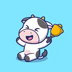 奶牛敲响铃铛的表情包插画
