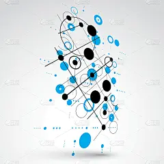 模块化的3d矢量蓝色背景，从简单的几何图形，如圆圈和线创建。最适合用作广告海报或横幅设计。