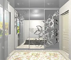 三维图形,衣柜,推拉门,室内设计师,水平画幅,墙,无人,天花板,家具,复合地板