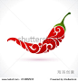 Decorative ornamental chili pepper isolated on white. Vector abstract red pepper illustration logo design element for packaging design, banner, poster, business sign, identity, branding