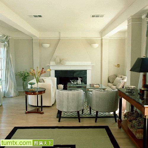 流行欧式客厅实景图冷色沙发