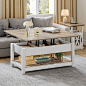 Amazon.com: YITAHOME Lift Top Coffee Table, 3 in 1 Multi-Function Coffee Tables with Storage for Living Room, Farmhouse Modern Dining Table for Small Reception Room/Home Office,Grey Wash : Home & Kitchen