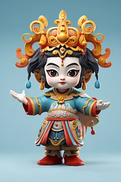 京剧人物传统文化脸谱人物模型