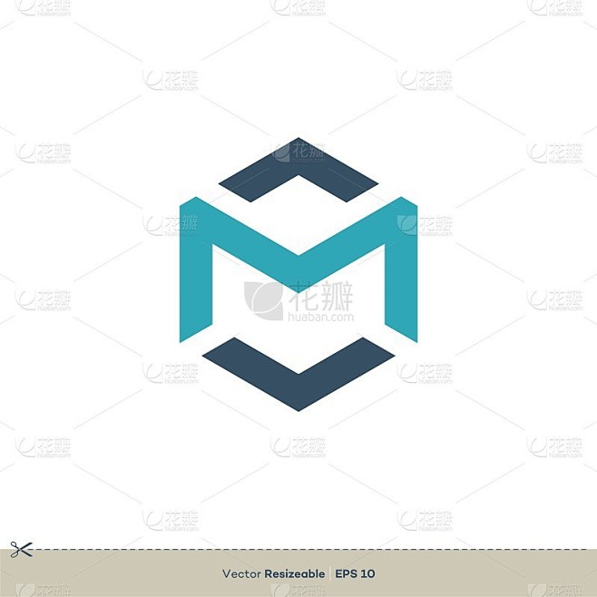M字母标志模板插图设计。向量EPS 10。