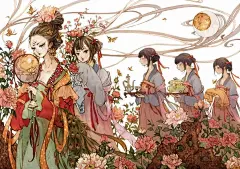 唯美古风《半面妆》插画，有些容颜望一眼就终身思念 : 有一美人兮，见之不忘 一日不见兮，思之如狂 更多精彩内容，关注51美术高考网微信公众号 小说《半面妆》封面 有些容颜，望一眼就终身思念 《狐狸娶亲》小说插画封面 花妖铺出十丈花毯 鸟妖唱着最动人的乐曲 美人穿着