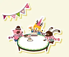 手绘可爱餐桌过生日卡通边框