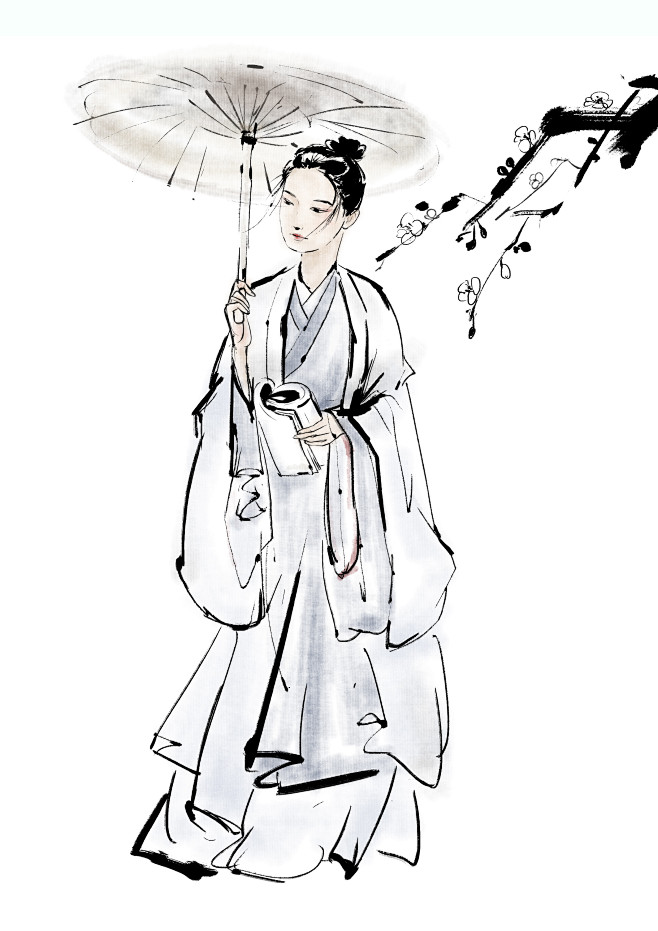 水墨国画人物手绘写意人物古风