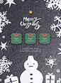 PSD | 2019年新年圣诞节剪纸创意雪花雪人海报素材 