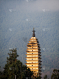 大理,宝塔,戈尔登,中国,云南省,尖顶,垂直画幅,纪念碑,旅游目的地,建筑