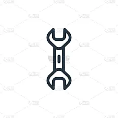 扳手图标矢量工具概念。细线插图的扳手可编辑的行程。扳手线性标志，用于web和移动应用程序，标志，印刷