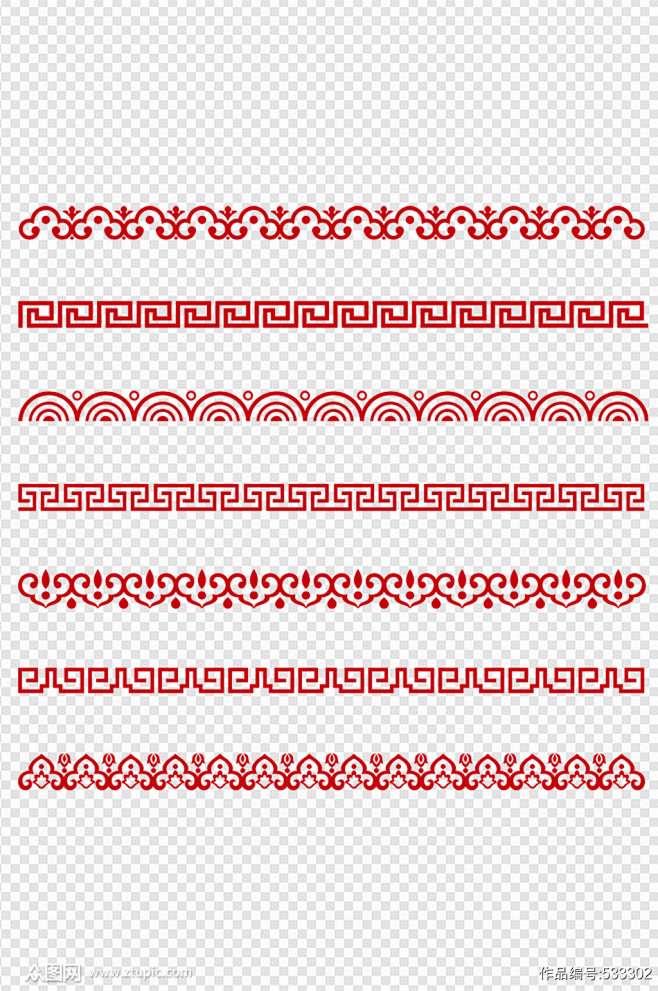 古典传统中式花纹基础简约分割线边框素材