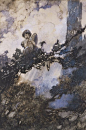 Charles Robinson Cherub on a branch in the rain, British, 1870-1937: 