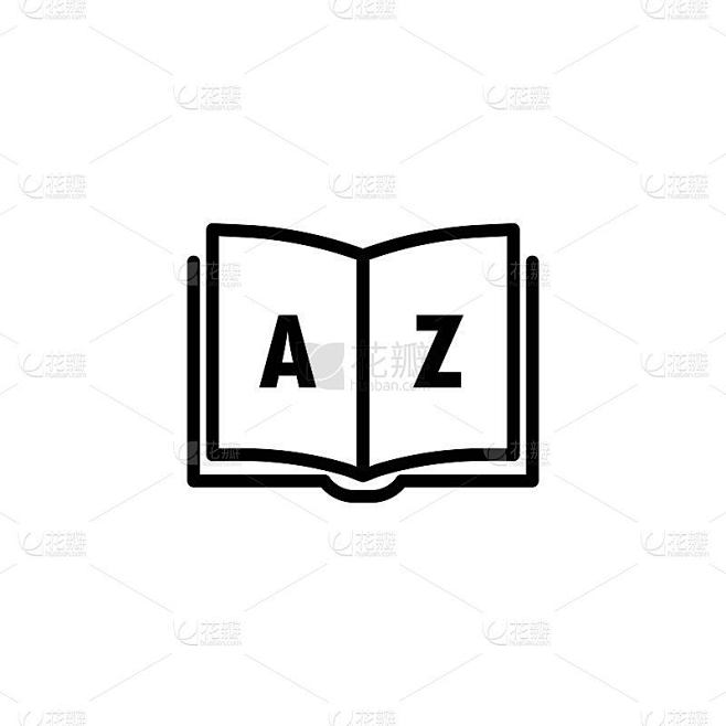 字典图标。术语表。徽章和书。字典的标志。库图标。向量EPS 10