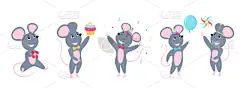 生日,鼠,老鼠,小的,2020,贺卡,蛋糕,十二生肖,哺乳纲,动物