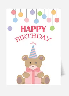 贺卡高清素材 birthday happy 小熊 生日贺卡 矢量卡片 矢量贺卡 免抠png 设计图片 免费下载