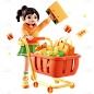 电商促销活动3D立体C4D购物人物组合元素