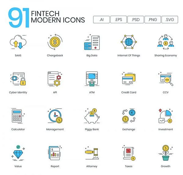 91个金融科技产业现代网站应用程序软件开发基础UI图标icons标志AI矢量素材-花瓣网