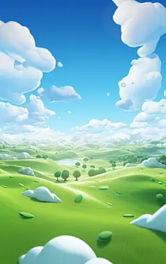 春天蓝天白云草地壁纸