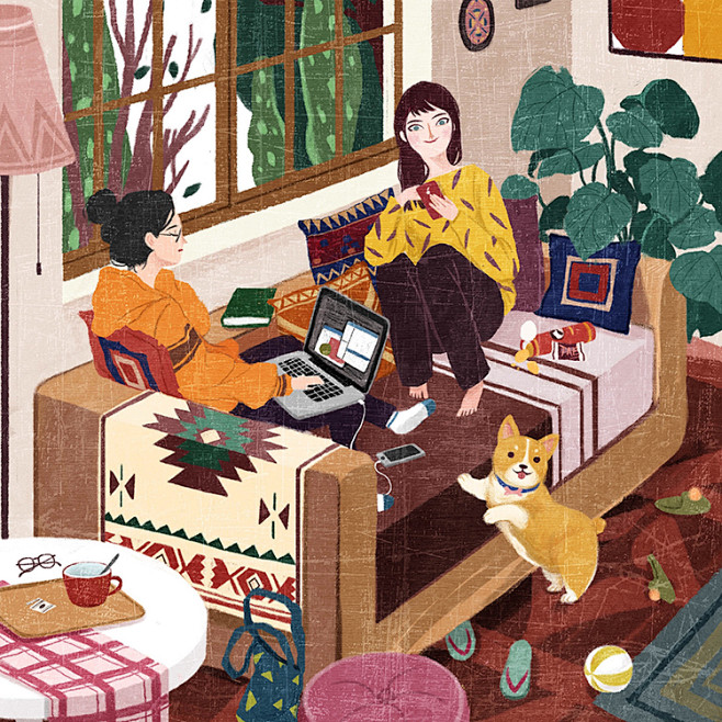 VAN插画图集欧美手绘PS板绘绘本平面卡...